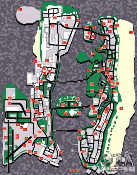 Hidden packages map for GTA Vice City