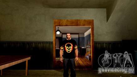 Черная футболка с огненным черепом для GTA San Andreas