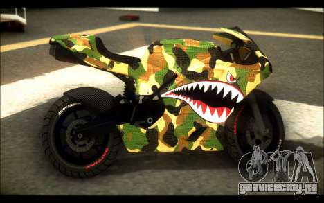 Bati Motorcycle Camo Shark Mouth Edition для GTA San Andreas