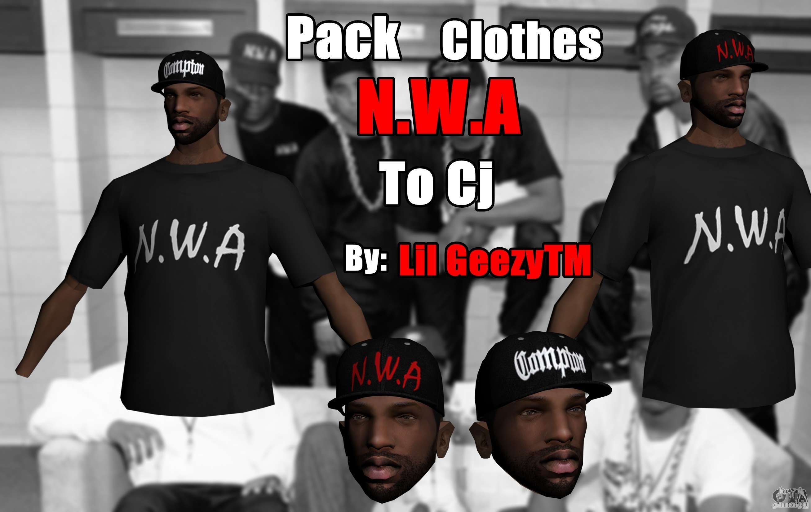 Pack Clothes N.W.A To Cj HD для GTA San Andreas. 