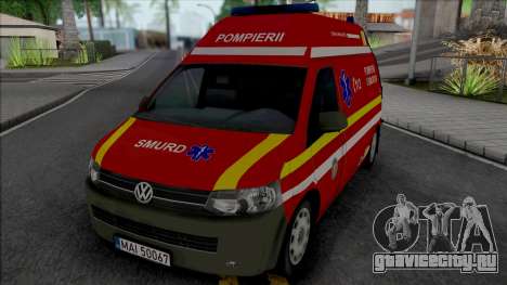 Volkswagen Transporter T5 Fire Brigade Ambulance для GTA San Andreas