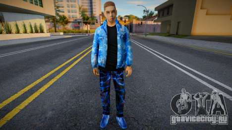 White gangster in a blue winter jacket для GTA San Andreas