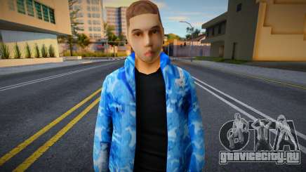White gangster in a blue winter jacket для GTA San Andreas