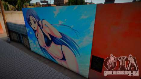 Hot Anime Girl Blue Hair Mural для GTA San Andreas