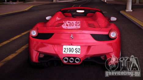 Ferrari 458 Spider (TW Plate) для GTA Vice City